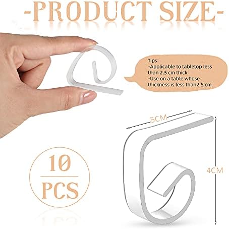 10 Piece Clear Plastic Table Cloth Clips Transparent Table Cover Clips Clamps Large Variable Tablecloth Clip Holder for Thick Plastic Tables Home Party Picnic