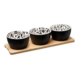 Coloris : Noir Paris Prix Secret de Gourmet - Set Apéritif 4 Pièces White Floral 31cm Noir