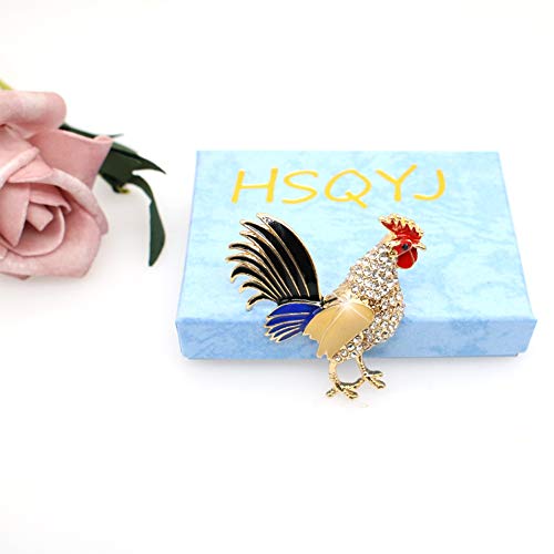 Dragonfly Cat'eye Stone Crystal Brooch Pins Elegant Rhinestone Animal Lapel Brooches Novelty Funny Pins Fashion Jewelry Suit Brooches Accessories For Women Girl (Crystal Chicken) #TOP6