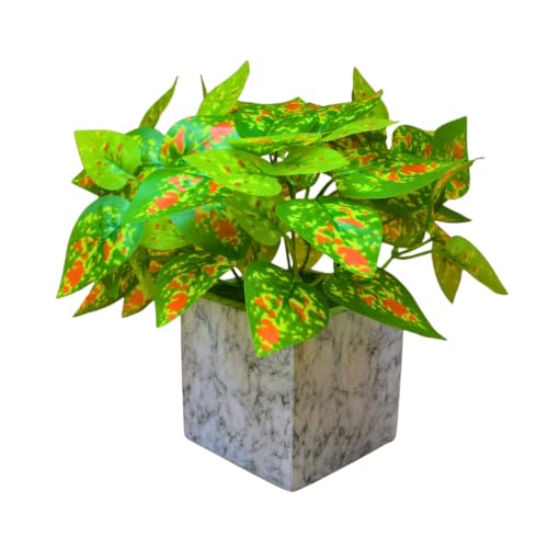 Image of fancymart Artificial Plant with Real-Touch Leaves in Pot, 25 cm, Indoor Tabletop Item for Home Decor, Office, Living Room