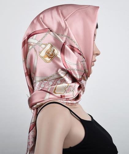 corciova 35x35 Satin Hair Scarf - Premium Head Wrap for Curly Hair & Night Protection, Reversible Hijab Fashion Accessory (Pale Pink)2