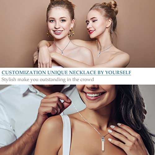 Bonuci 12 Pcs Glass Vial Necklace for Liquid Vial Pendant Hourglass Jewelry Blood Vial Necklace with Screw Cap Charms Necklace 12 Snake Chains with Lobster Clasps 17.7 Inch for DIY