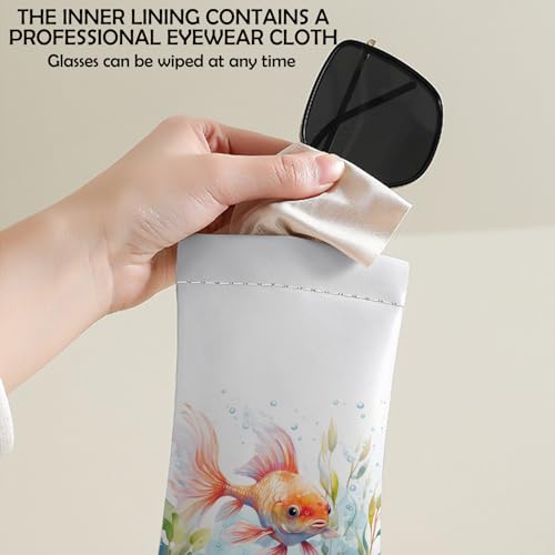 Image of 2 PCS Glasses Eyeglass Sunglasses Case Pouch Soft PU Leather Cute Aesthetic with Cleaning Cloth for Boys Men Man