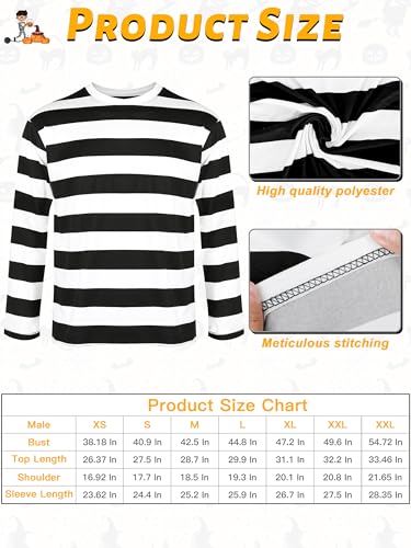 QZYL Robber Costume Set, Unisex Thief Cosplay T Shirt Beanie Cap Gloves Eye Masks Money Bags for Halloween