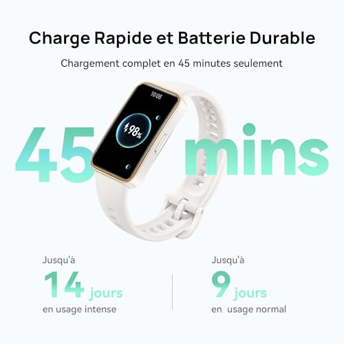 HUAWEI Band 9, Bracelets Montre Connectée, iOS & Android, TruSleep 4.0 Surveillance Scientifique du Sommeil, 14 Jours d'utilisation maximale, 100 Modes d'entraînement, Noir fluoroélastomère – Image 7