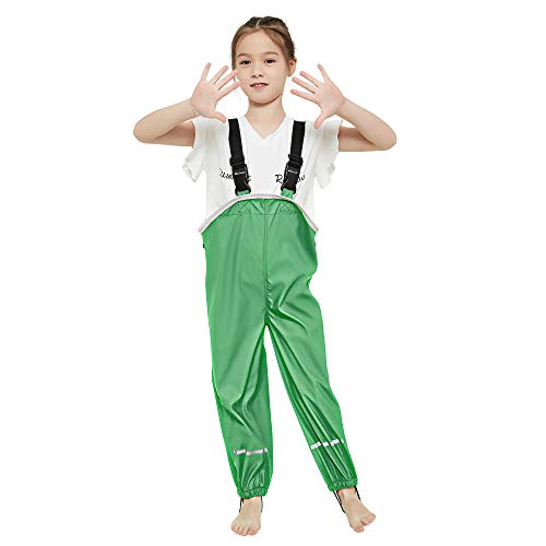 Image of Kids Unisex Rain Pants, Green, Size 2-9 Years