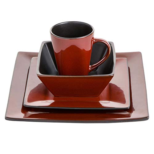 Gibson Elite Kiesling 16 Piece Dinnerware Set, Red