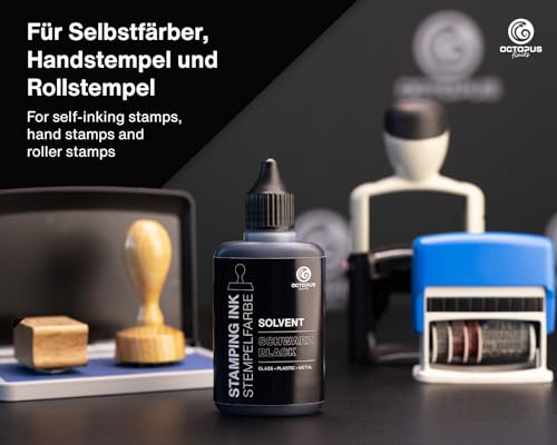 1000 ml Solvent Stempelfarbe schwarz, auf Lösemittelbasis für nichtsaugende und nichtporöse Untergründe, lasierend