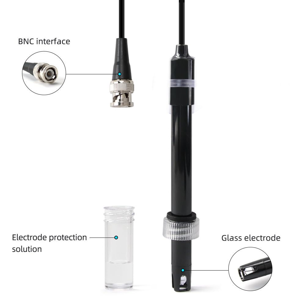 Sonda electrodo de pH con BNC, Sobres de Calibración 3 m de Cable
