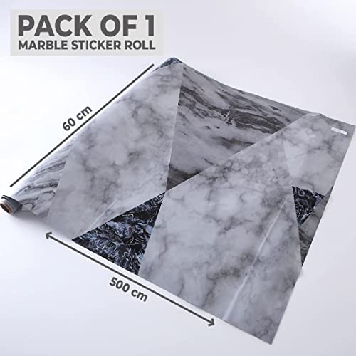 Image of Kuber PET Wallpaper for Walls and Furniture of The Living, Bedroom, and Kitchen I Self-Adhesive, Oilproof, and Waterproof I DIY Marble Designer Wall Sticker I Pack of 1 Roll, 60cmx500cm
