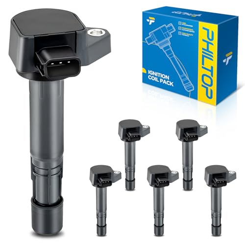 Image of PHILTOP UF400 Ignition Coil Pack, Set of 6 Compatible with Accord 2004-2007, Civic 2001-2005, MDX 2001-2009, Pilot 2003-2008, Ridgeline 2006-2008, Vue 2004-2007, 1.7L 3.0L 3.5L