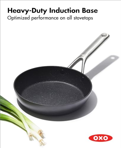 Image of OXO Professional 8 inch Frying Pan Skillet, Hard Anodized Ceramic Nonstick Cookware PFAS-Free, Induction Suitable, Stainless Steel Handle, Diamond Reinforced Coating, Dishwasher Safe, Oven Safe, Black