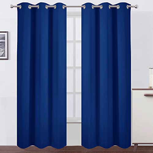 Image of LEMOMO Blackout Curtains 38 x 84 inch /Royal Blue Curtains Set of 2 Panels /Thermal Insulated Room Darkening Bedroom Curtains