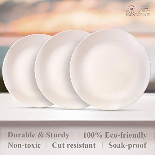 Modern Design Disposable Plastic Salad Plates For Party (10 Pc) Heavy Duty Disposable Dinner Set 9”, Fine China Look Plastic Dishes, Great For Baby Showers, Weddings, Birthdays, And Events, Cream #TOP4