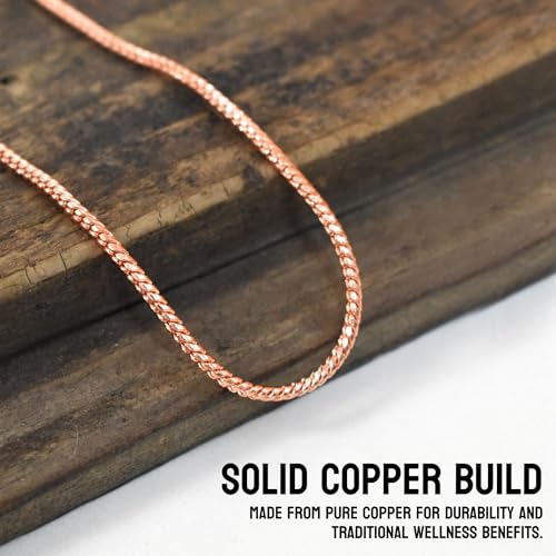 Pure Copper Italian Round Snake Chain Necklace for Men & Women, Solid Copper Statement Jewelry Gift, Multiple Lengths (16–26 Inch)3