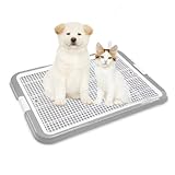 Toilette per Cani e Gatti con Griglia Antiscivolo 64x48cm – Vaschetta Igienica per Addestramento Cuccioli, Facile da Pulire, Base Antifuga, Ideale per Casa e Balcone