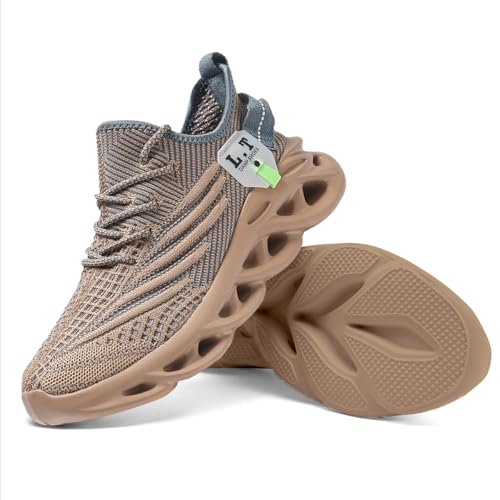 Men Running Shoes Men's Tennis Shoes Lightweight Breathable Fashion Sneakers Non Slip Workout Gym Shoe for Running Brown Size US 112