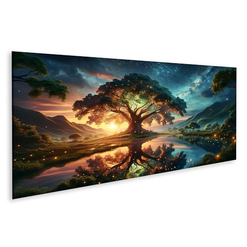 islandburner Prime Bild auf Leinwand Majestätischer Baum mystische Landschaft Großformat Zentrum Bilder Wandbilder Poster