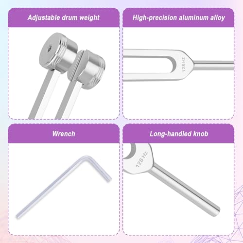 Goktvai 4pcs Tuning Fork for Healing Set,128Hz 256Hz 512Hz Resonance Tuning Forks with Wooden Mallet & Storage Pouch Sound Instruments for Yoga Meditation Chakra Balanci Accessories - Image 5