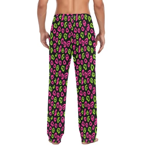 Mens Cotton Pajama Pants Sleep Lounge Pj Bottoms Sleepwear with Pockets Drawstring S Leopard Print3
