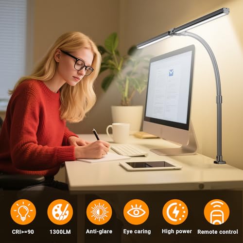 Lampe de Bureau EUARY 80CM à Pince avec Télécommande sans Fil - 6