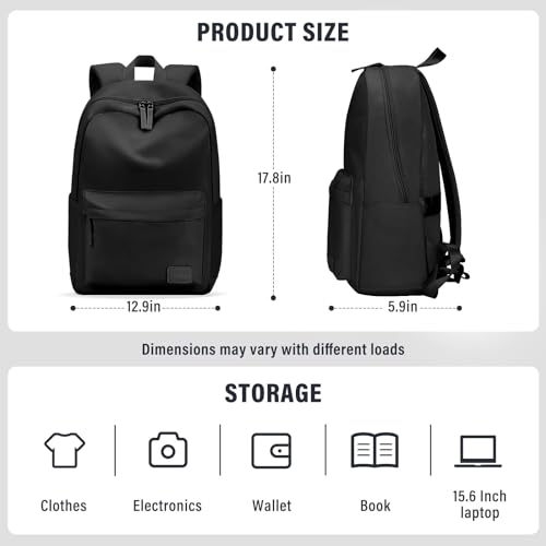 HOMIEE Laptop Rucksack 15,6 Zoll, Schulrucksack Rucksack Damen Herren Laptoptasche Backpack Daypacks Rucksack Damen Elegant Business Herren Schwarz Uni Sportlich Modern Cityrucksack Laptoprucksack