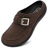 JOINFREE Women's Wide Comfort Clogs Slip on Diabetic Mules Adjustable Potato Shoes Wide Width Zero Drop Clog Slippers for Swollen Edema Feet with Non-Slip Rubber Sole Coffee Size 12