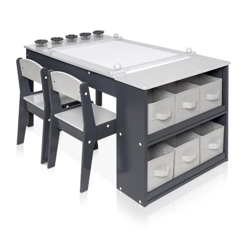 Milliard Kids Art Table and Chair Set - 2-in-1 Easel & Kids Craft Table and Chairs with Storage -...