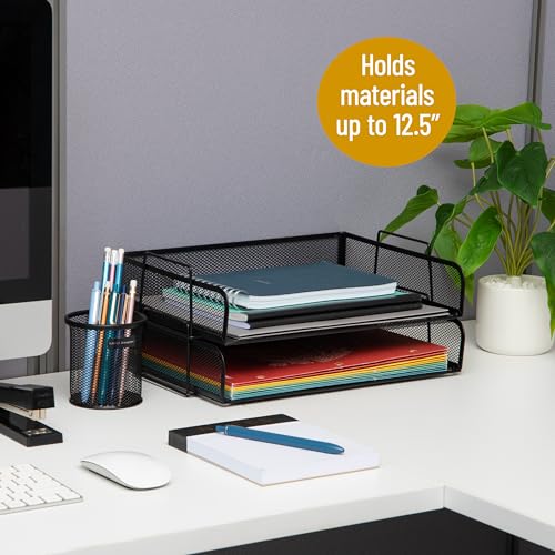 Mind-Reader-Stackable-Paper-Tray-2-Pcs-Desktop-Organizer-File-Storage-Office-Metal-Mesh-14-L-x-975-W-x-6-H-Black
