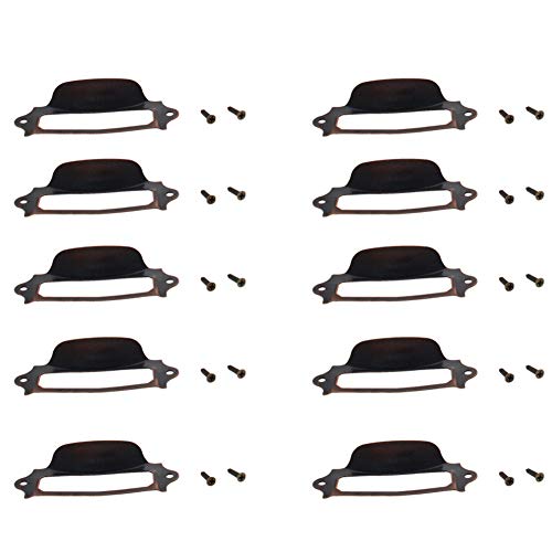 Mromax 10Pcs Iron Label Holder Pull Handles Vintage Label Frame Drawer Pulls Knobs 3.54" X 1.61" (Lxw) For Cabinet Wardrobe Cupboard Dresser Drawer Door Red Bronze Tint (With Screw) #TOP24