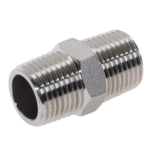Image of Beduan 3 /8 Male to 3 /8 Male NPT Hex Nipple Stainless Steel Pipe Fitting (Pack of 2)