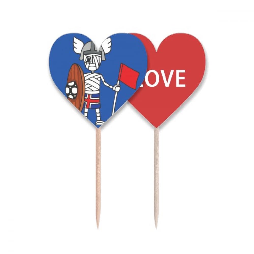 Drapeau Islande pics en cœur pour cupcakes et décoration de buffet viking