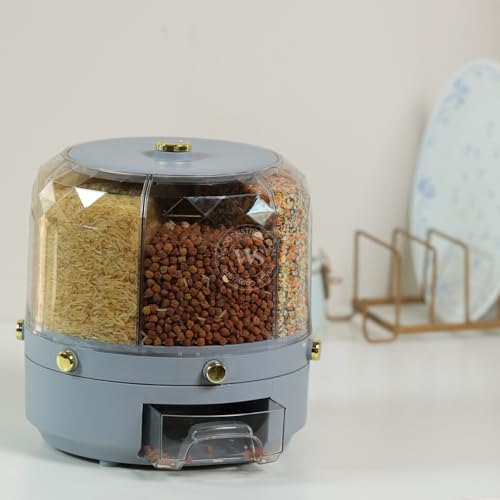 Image of WoodenStreet Cereal Food Dispenser For Kitchen 5 Grid Dry Food Dispenser Space Saving Storage Containers