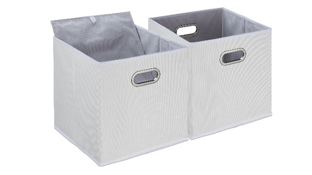Lot De 2 Boîtes De Rangement Pliables Relaxdays – Lin Blanc 32 X 33 X 33 Cm