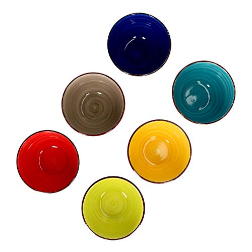 MamboCat 6er Müslischalen-Set Malaga Snaily I Robustes Steingut-Geschirr für 6 Personen I Bunte Müslischüsseln - mit Strudel-Muster in vielen tollen Farben I Müslischale bunt 690 ml 6 Stück
