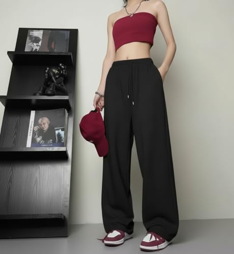 Image of dockstreet Straight Wide fit Long Length Open Bottom Jogger for Women /Trending Multi Pocket Style, Relaxed Casual Pants for Women