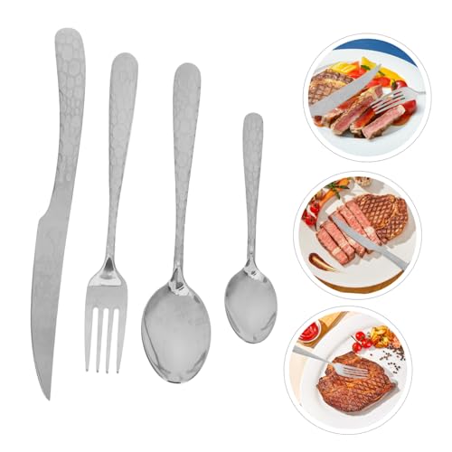 Couverts acier au manche ergonomique martelé pack de 4 ensembles UKCOCO - 8