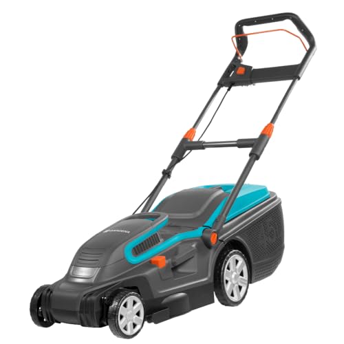 Cortacésped eléctrico PowerMax 1600/37 de GARDENA: segadora hasta 500 m², ancho de corte 37 cm, volumen 45 l, altura de corte 20-60 mm, manillar plegable, empuñadura ergonómica (5037-20)