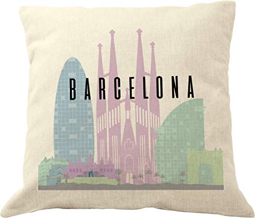 DrupsCo Barcelona Pillow Cover - Barcelona Pillow Case 18x18, Decorative Barcelona Pillows