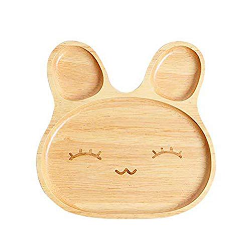 Pure Vie Piatto per Bambini e Neonati Ciotola in bambù Naturale - Piatto per la Cena Portatile - Piatti in bambù Naturale (Senza BPA) con Cucchiaio – (013)