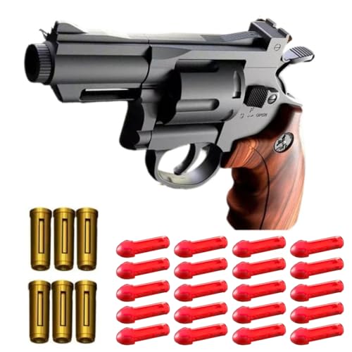 18-teiliges Schaumstoffspielzeug Pistolen Set Outdoor Kampfspielzeug Revolver mit weichen Projektile und Patronenhülsen geeignet als Weihnachts Party oder Geburtstagsgeschenk (Wood Grain)