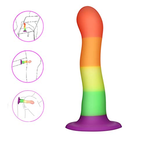 G-Spot Dildo Realistic Silicone Anal Sex Toy for Beginners with Strong Suction Cup Base for Hands-free Play, UTIMI 7 Inch Rainbow Dick Fake Penis for Vaginal and Anal Prostate Play