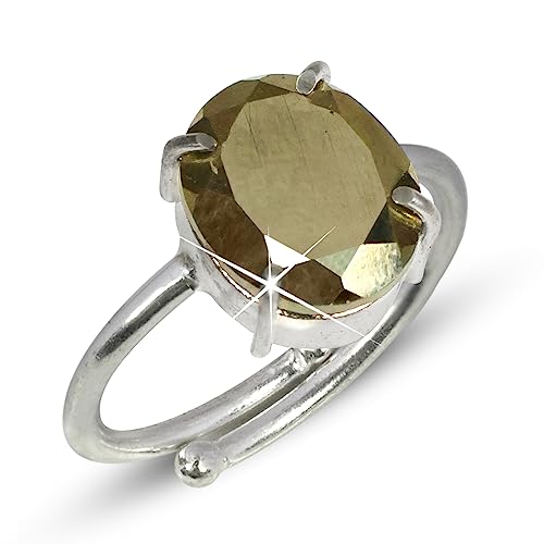 Reiki Crystal Products Natural Certified AAA Pyrite Adjustable Ring Pyrite Crystal Stone Ring Charged by Reiki Grandmaster & Vastu Expert For Unisex Adult