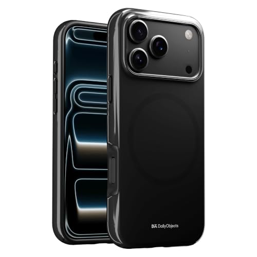 Image of DailyObjects Enamel Bumper MagSafe Case for iPhone 17 Pro Max Compatible with Mag-Safe Wireless Charging | Black Hybrid Magnetic Back Cover