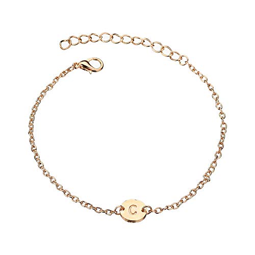 AGR8T Initial Bracelet Memory Letter Bracelet Jewelry Gift for Her Best Friend Women Jewelry (C)