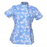 Beaupretty Krankenschwesteruniform Mit Blumenmuster Krankenhauskleidung Frauenkleidung Damenbekleidung Oberteile Für Die Arbeit Friseurkleidung Frauenkleider Polyester Baumwolle Himmelblau