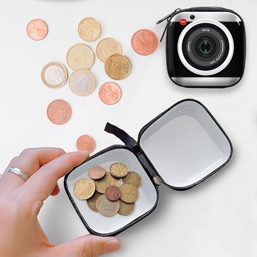 Image of Kraptick Multipurpose Coin Pouch for Men & Women, Compact Coin Organiser, Cash & Coin Holder Pouch, Stylish Mini Money Pouch for Everyday Use (Black Camera)
