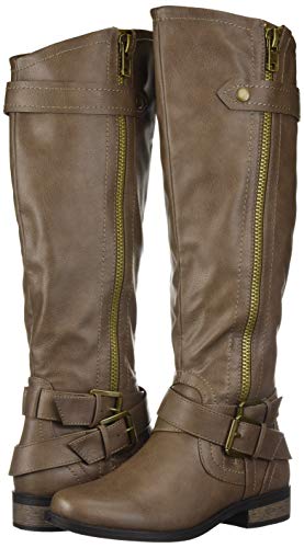 Rampage Women's Hansel Zipper and Buckle Knee-High Riding Boot,Taupe,7.5 B(M) US Regular Calf