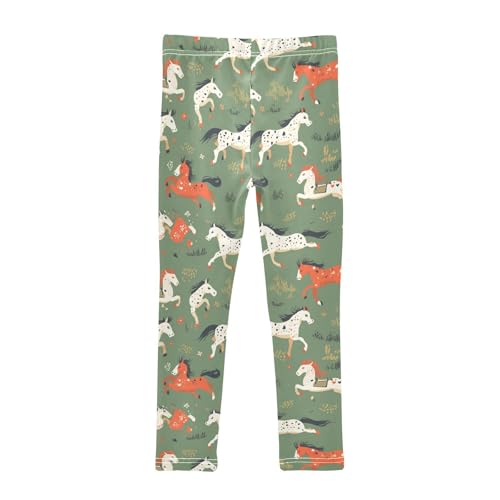 Seamless Pattern Horse Flat Style Kids Baby Girls Leggings Comfortable Full Length Sweatpants Gym2