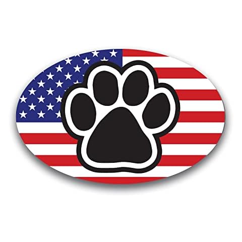 Magnet Me Up: American Flag with Paw Print Oval Dog & Cat Magnet Decal - 4x6 Inches - Heavy-Duty Automotive Puppy Magnet for Car, Truck, SUV - Patriotic Display with a Touch of Paw-FECT Charm Cover